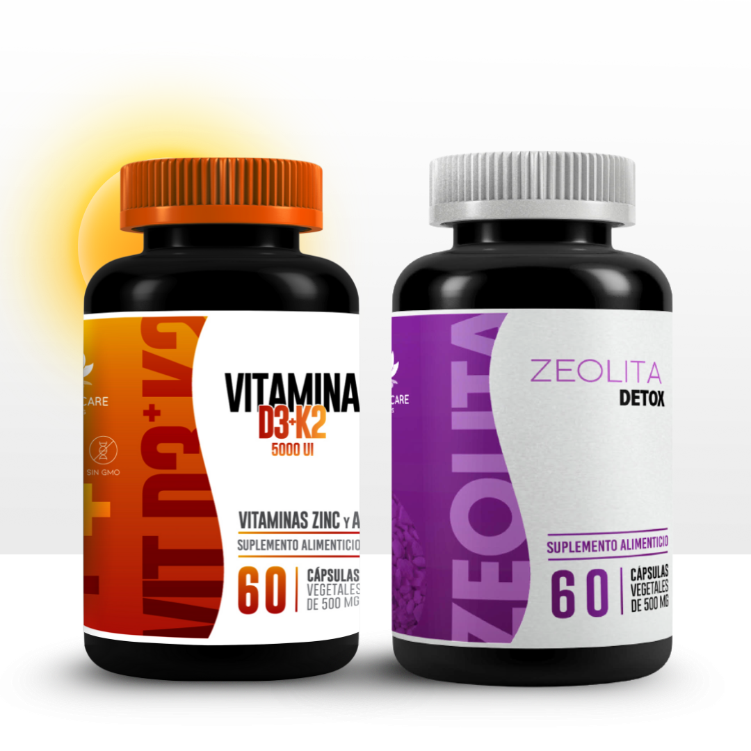Vitamina D3+K2- 60 Caps + Zeolita 60 Caps POST QUIMIOTERAPIA