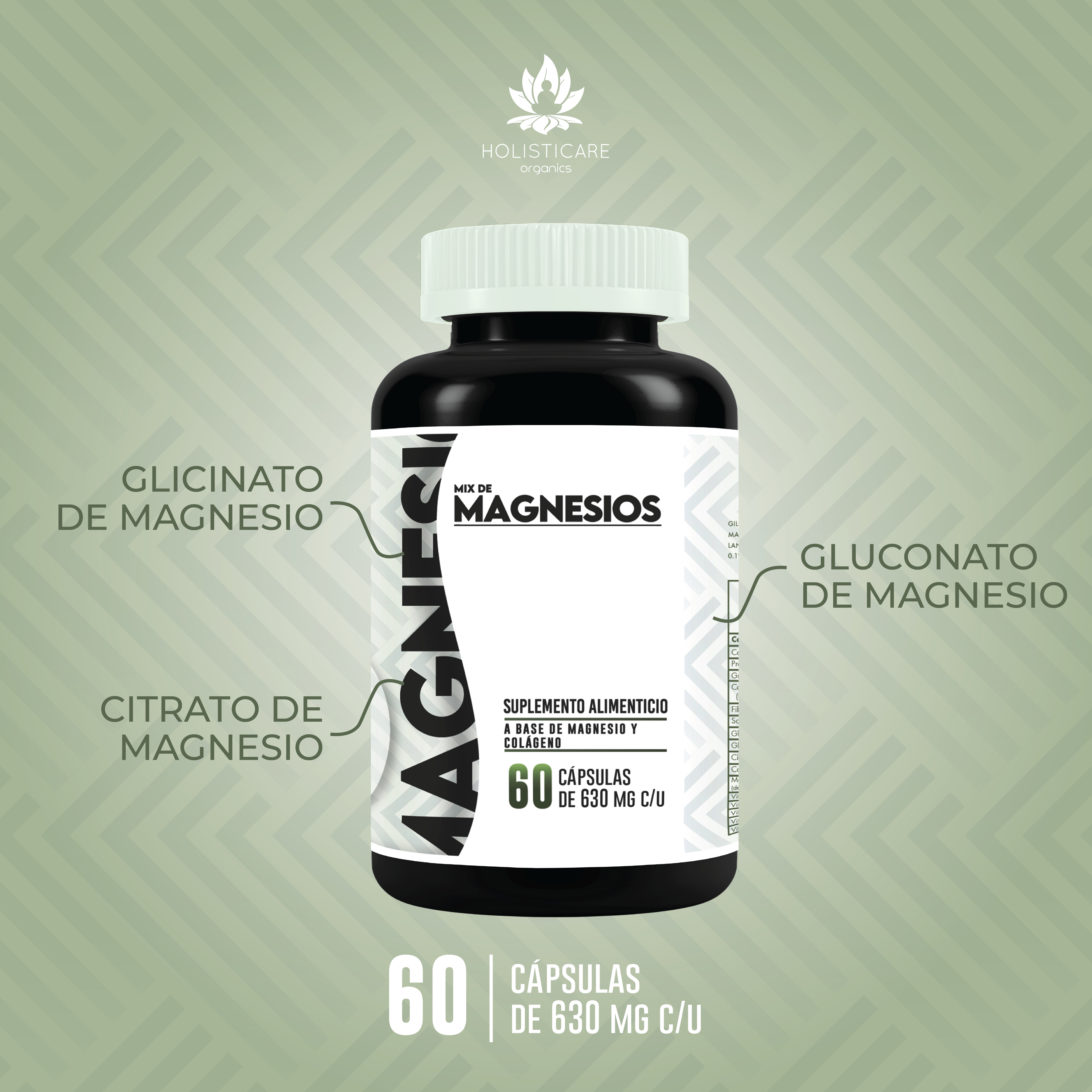 MIX DE TRES MAGNESIOS - 60 cápsulas de 530 mg