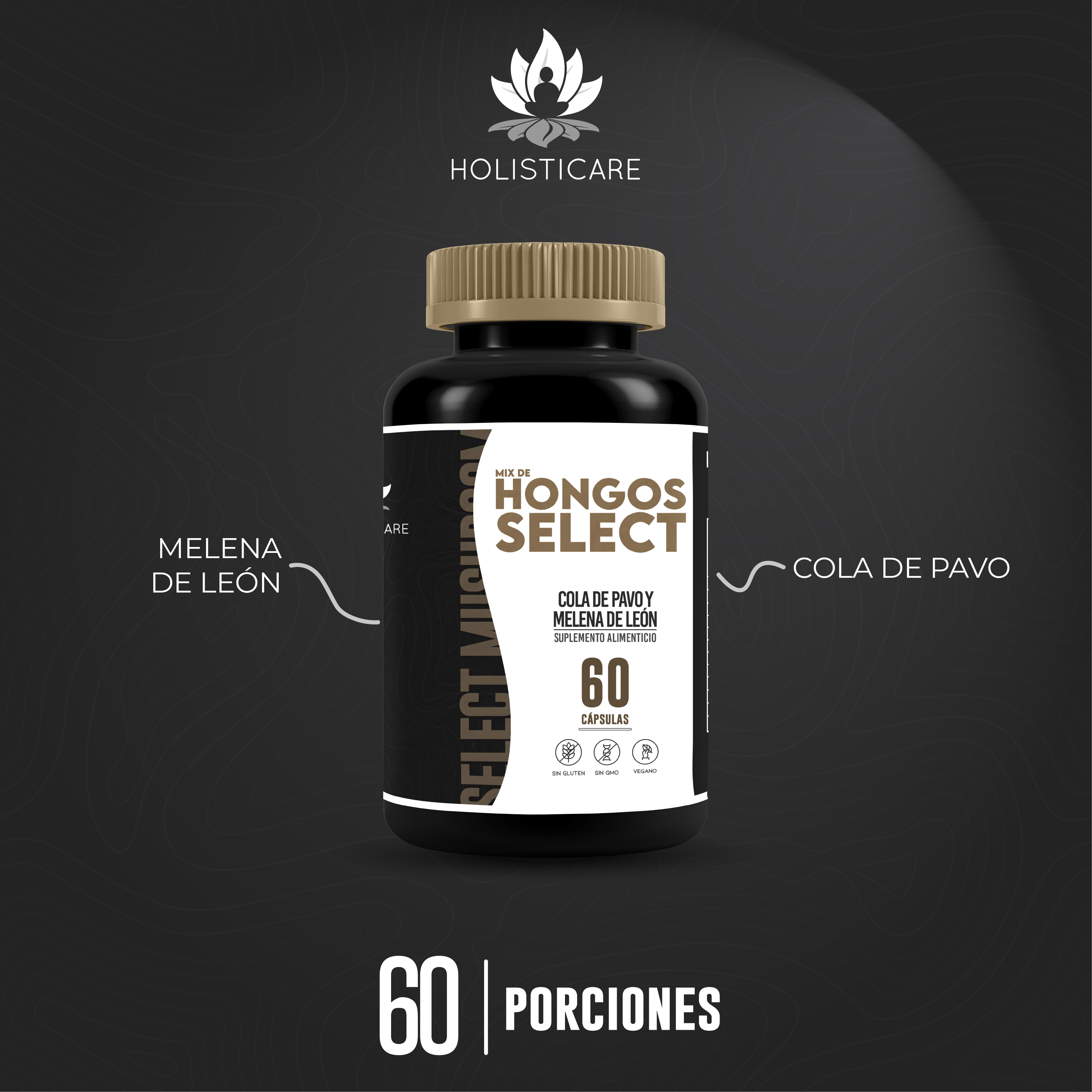 Mix De Hongos Select Dúo - 60 Cápsulas - Hongos Cola de Pavo y Melena de León