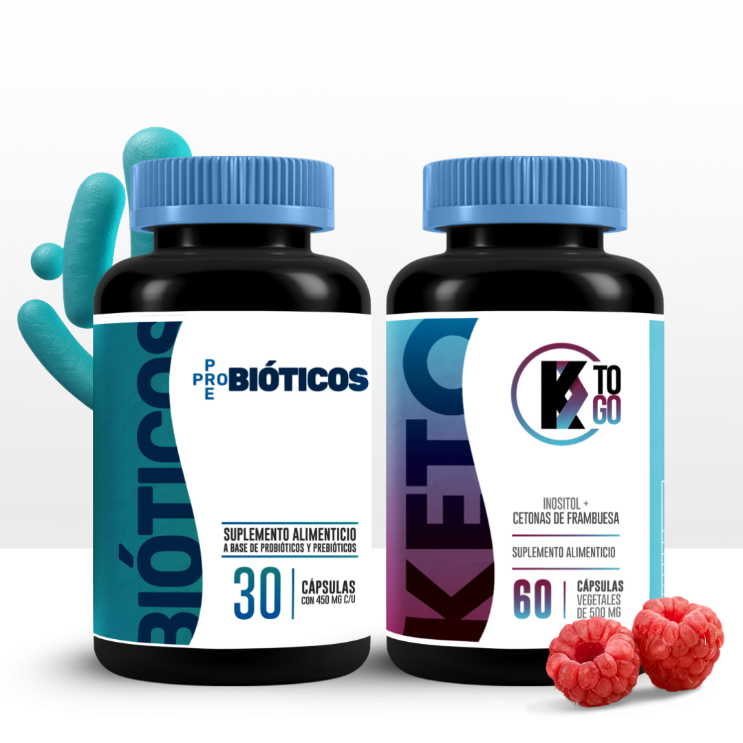 K-To Go Cetonas de frambuesa 60 Caps + Pre-Pro Bióticos 30 Caps REDUCE SALUDABLEMENTE