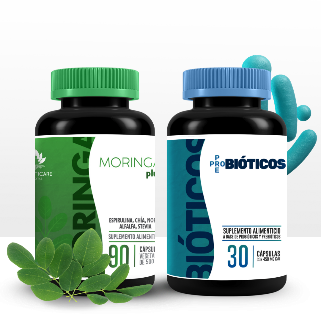 Pre-ProBióticos - 30 Caps + Moringa Plus 90 Caps DIGESTIVO