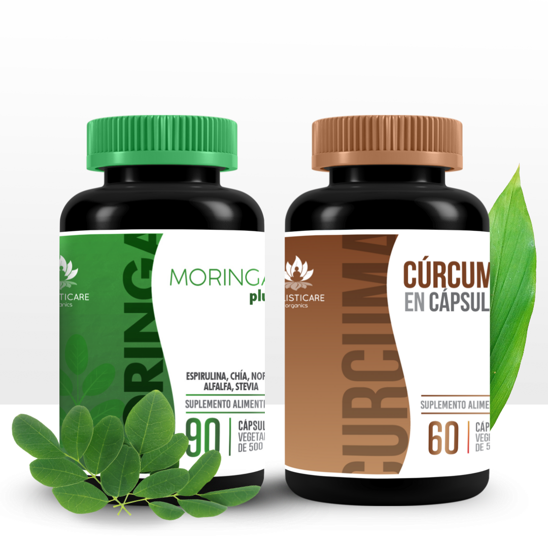Cúrcuma 60 Cáps + Moringa Plus 90 Cáps ALCALINIZANTE