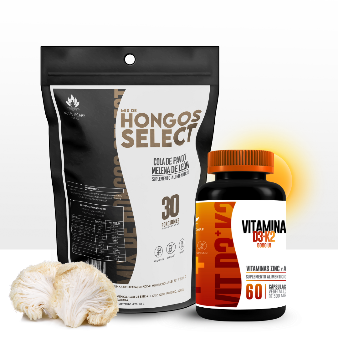Mix Hongos Select + Vitamina D3+k2 - Kit Estimulación Inmune -(boost defensas)