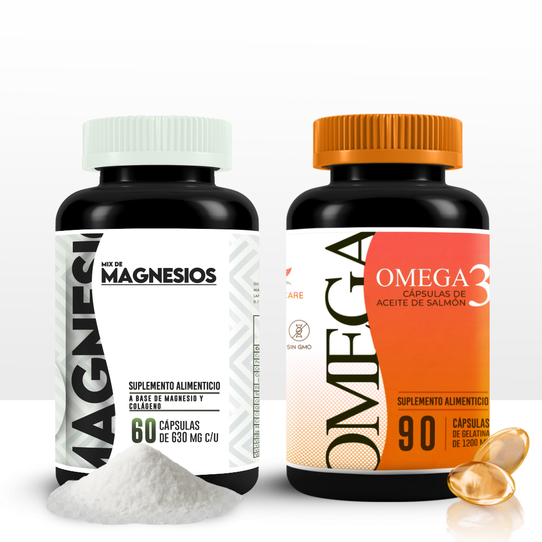 MIX DE TRES MAGNESIOS + Omega 3 90 Caps  KIT DURANTE QUIMIOTERAPIA Y RADIOTERAPIA