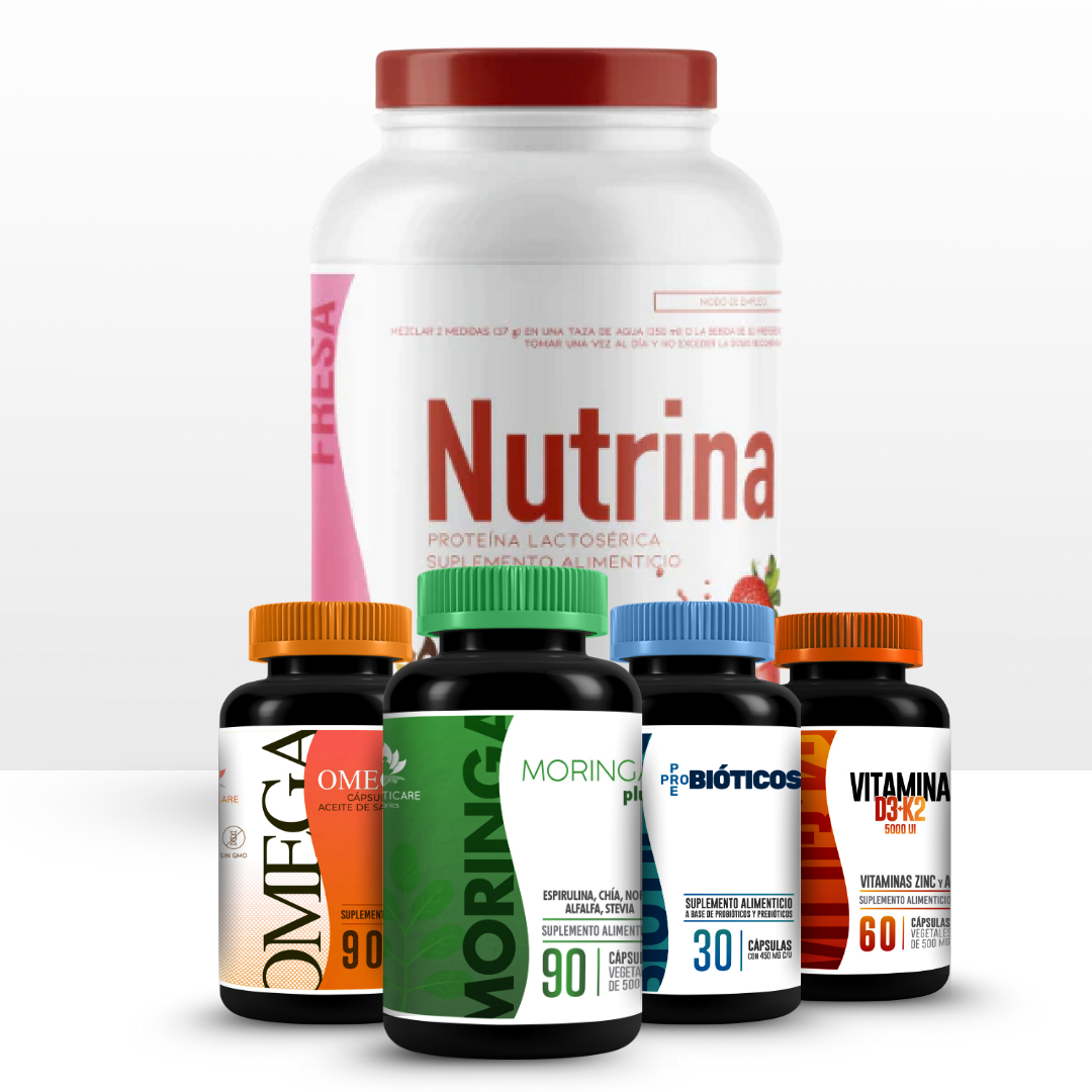 Nutrina + Moringa + Vitamina D3+K2 + Omega 3 + Probióticos Desnutrición