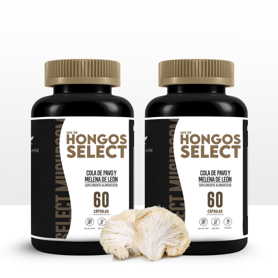 Mix De Hongos Select  Dúo - 60 Cápsulas - Hongos Cola de Pavo y Melena de León