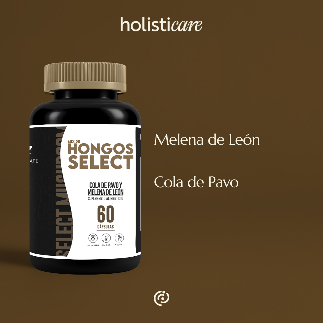 Mix De Hongos Select - 60 Cápsulas - Hongos Cola de Pavo y Melena de León
